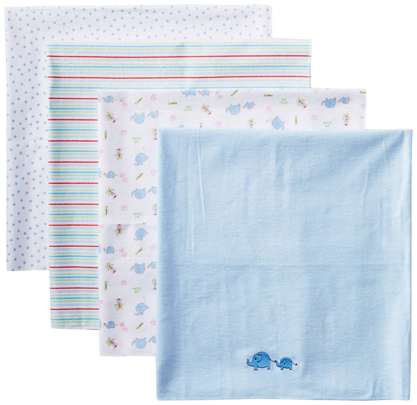 4 Pack Receiving Blanket - Blue Elephant