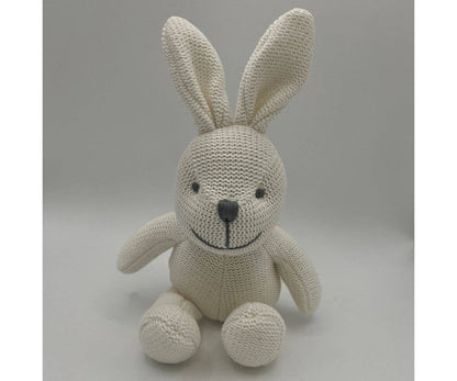 Knitted Organic Cotton White Bunny Baby Rattle