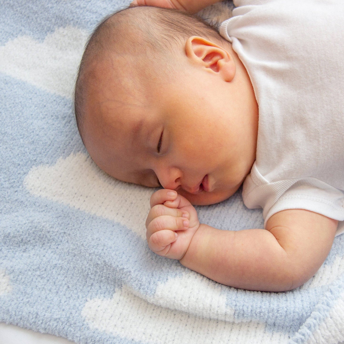 Chenille Baby Blanket - Blue Clouds