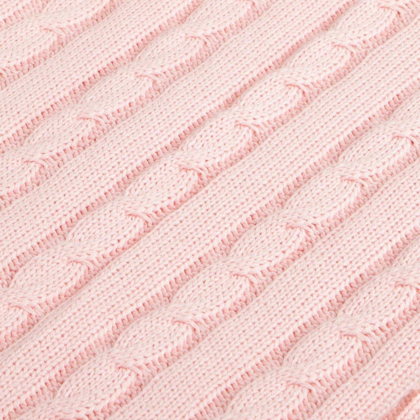 Cotton Cable Knitted Toddler Blanket: Baby Pink / 30 x 40 inches