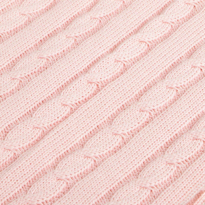 Cotton Cable Knitted Toddler Blanket: Baby Blue / 30 x 40 inches
