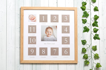 Baby's First Year Wall Picture Frame, Natural