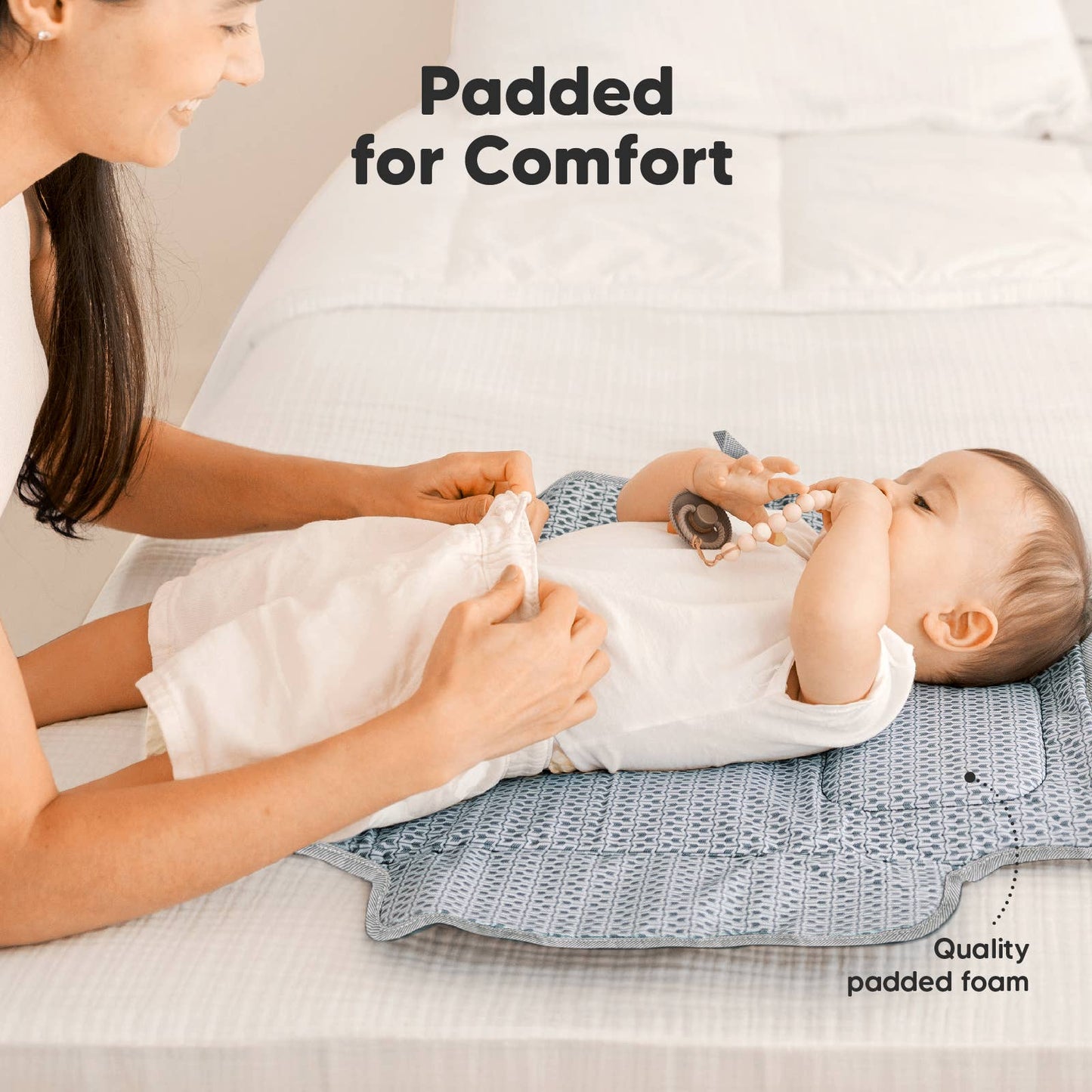 Ezee Portable Diaper Changing Pad, Foldable Changing Mat: Gray Mod