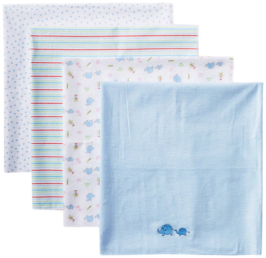 4 Pack Receiving Blanket - Blue Elephant