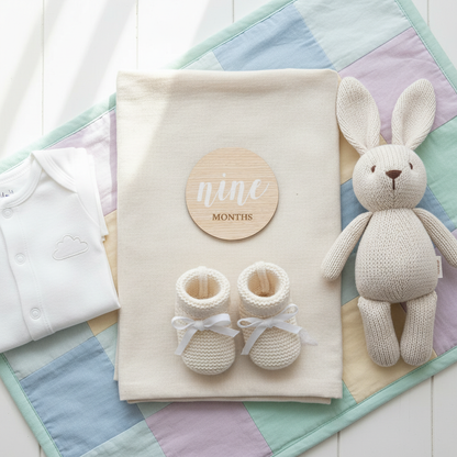 White Text Wooden Monthly Milestone Photo Props Discs