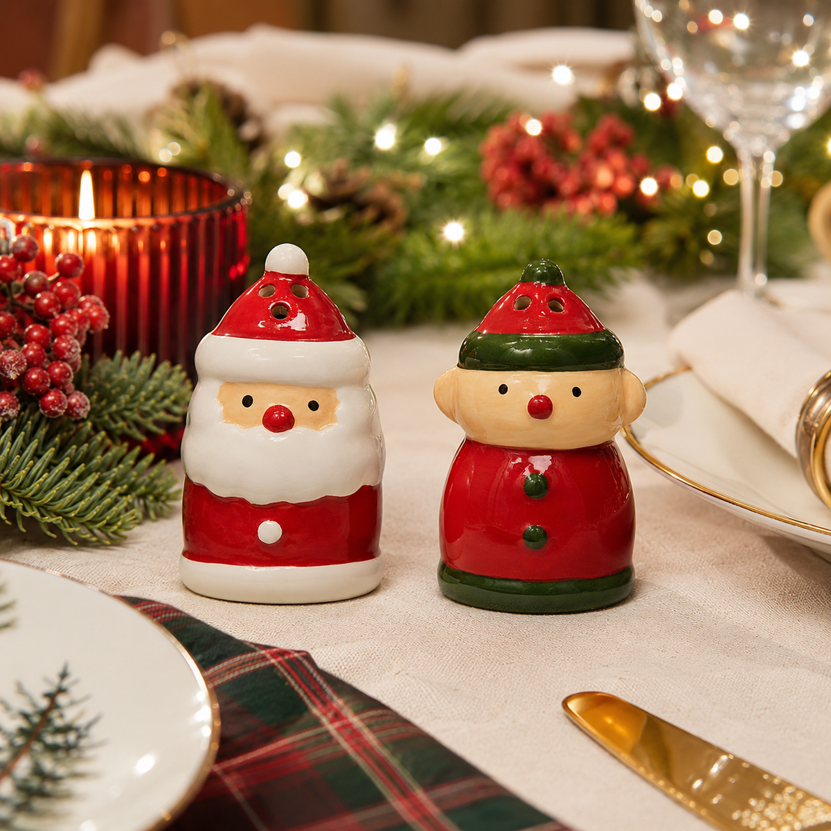 Santa & Elf Salt & Pepper Shaker Christmas Set