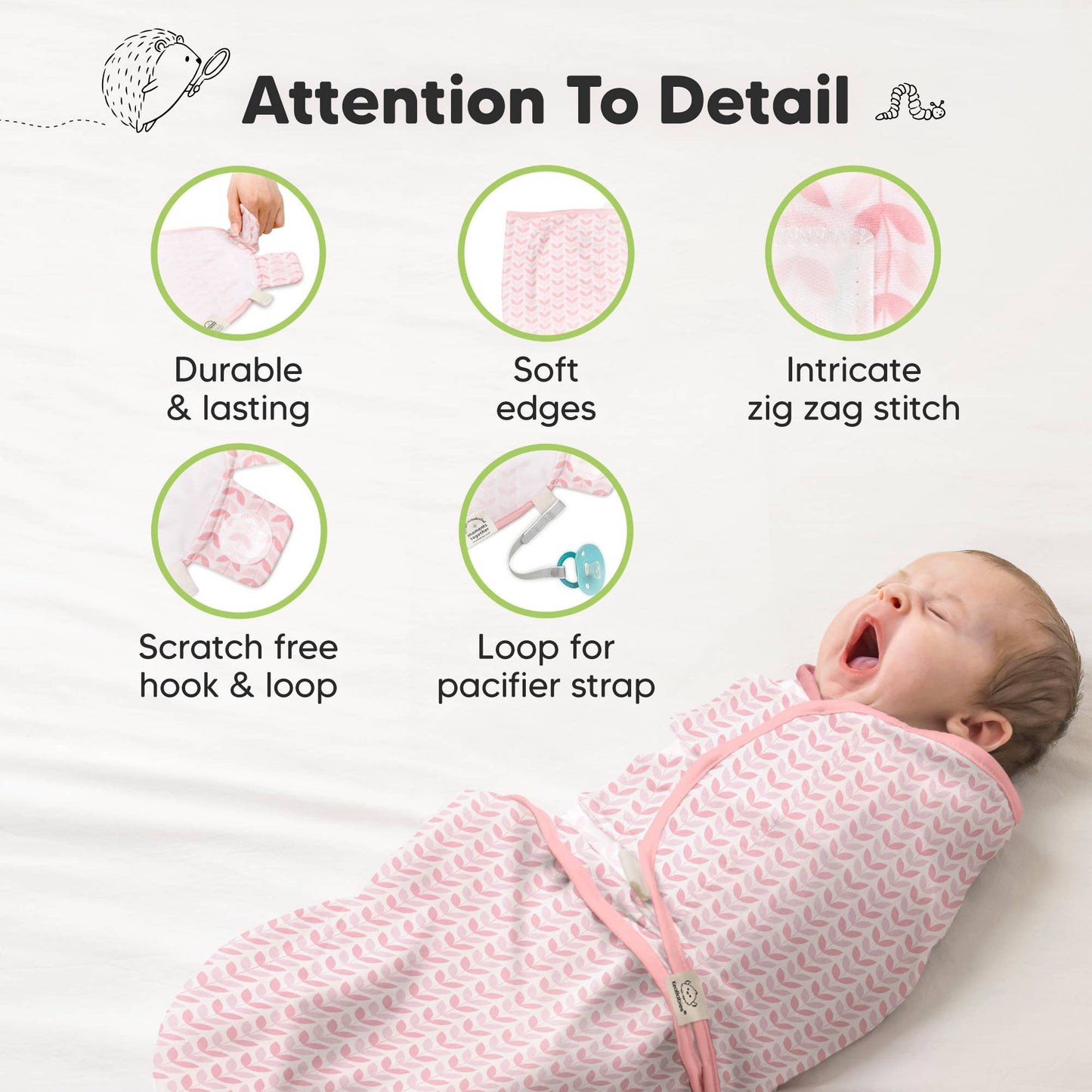 3pk Soothe Baby Swaddles 0-3 Months, Sleep Sack for Newborns: Blossom / OS 0-3M