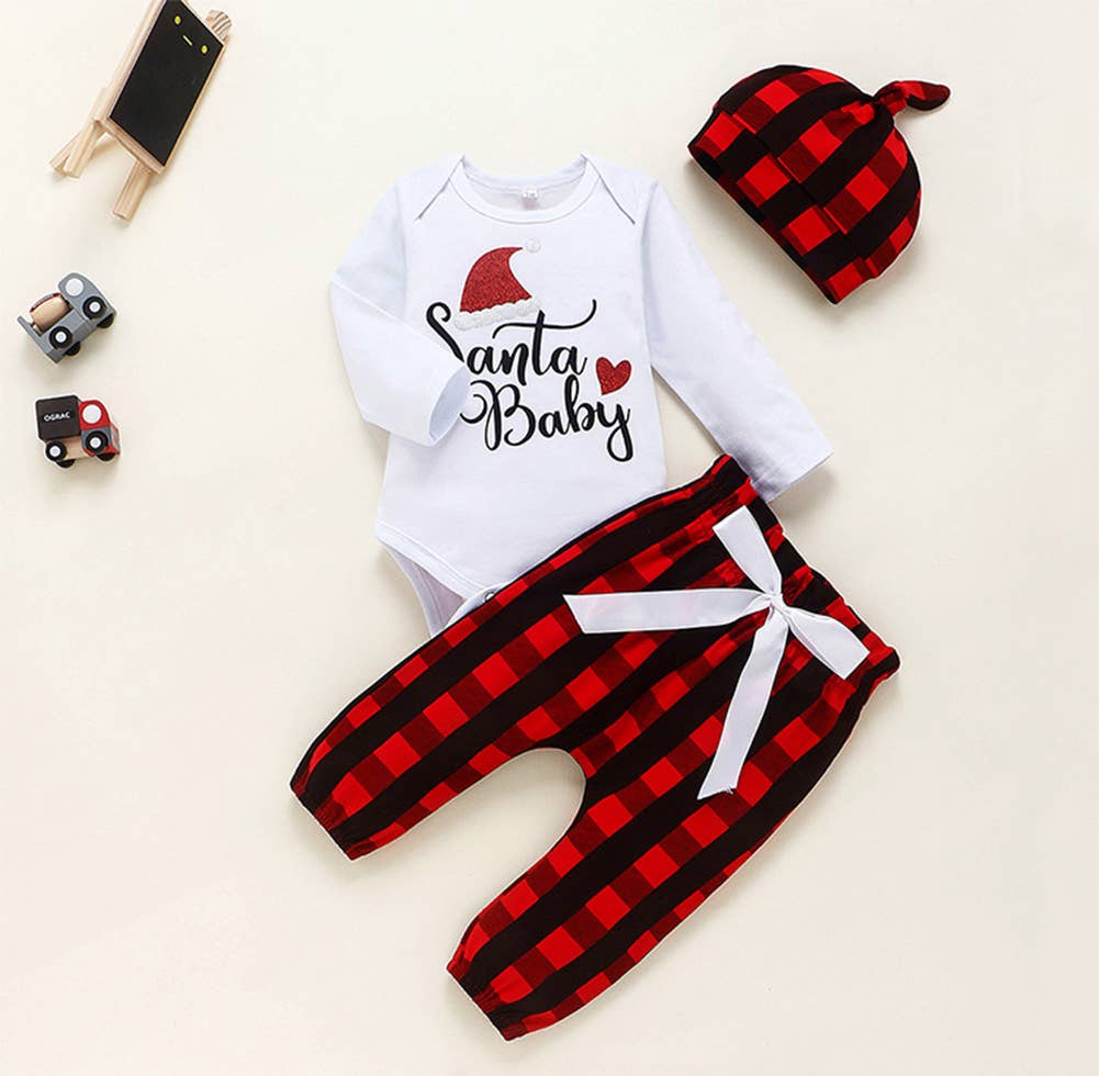 Santa Baby Cotton 3pcs Outfit  : 3-6M