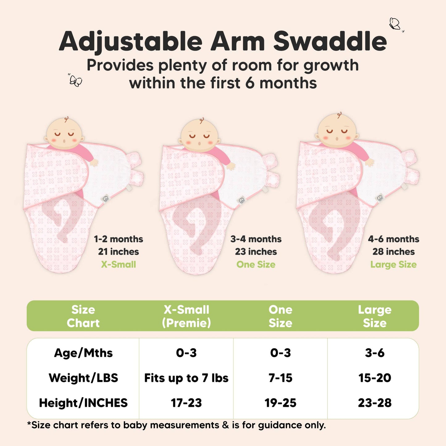 3pk Soothe Baby Swaddles 0-3 Months, Sleep Sack for Newborns: Blossom / OS 0-3M