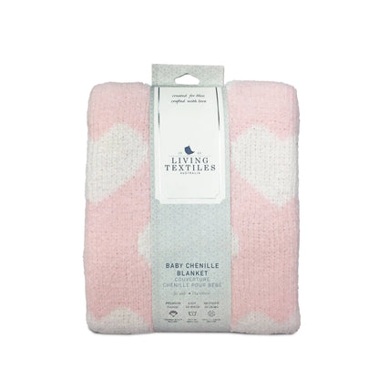 Chenille Baby Blanket - Pink Hearts