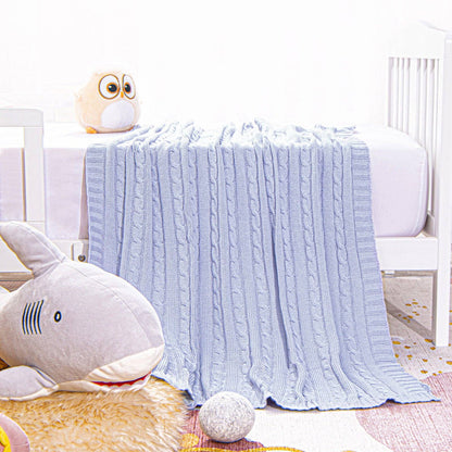 Cotton Cable Knitted Toddler Blanket: White / 30 x 40 inches