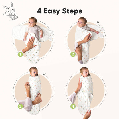 3-Pack Soothe Baby Swaddles 0-3 Months with Knot Hat: Fleur