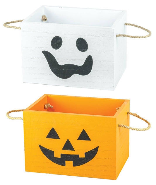 Halloween Ghost Jack O' Lantern Bin, 2 Assorted