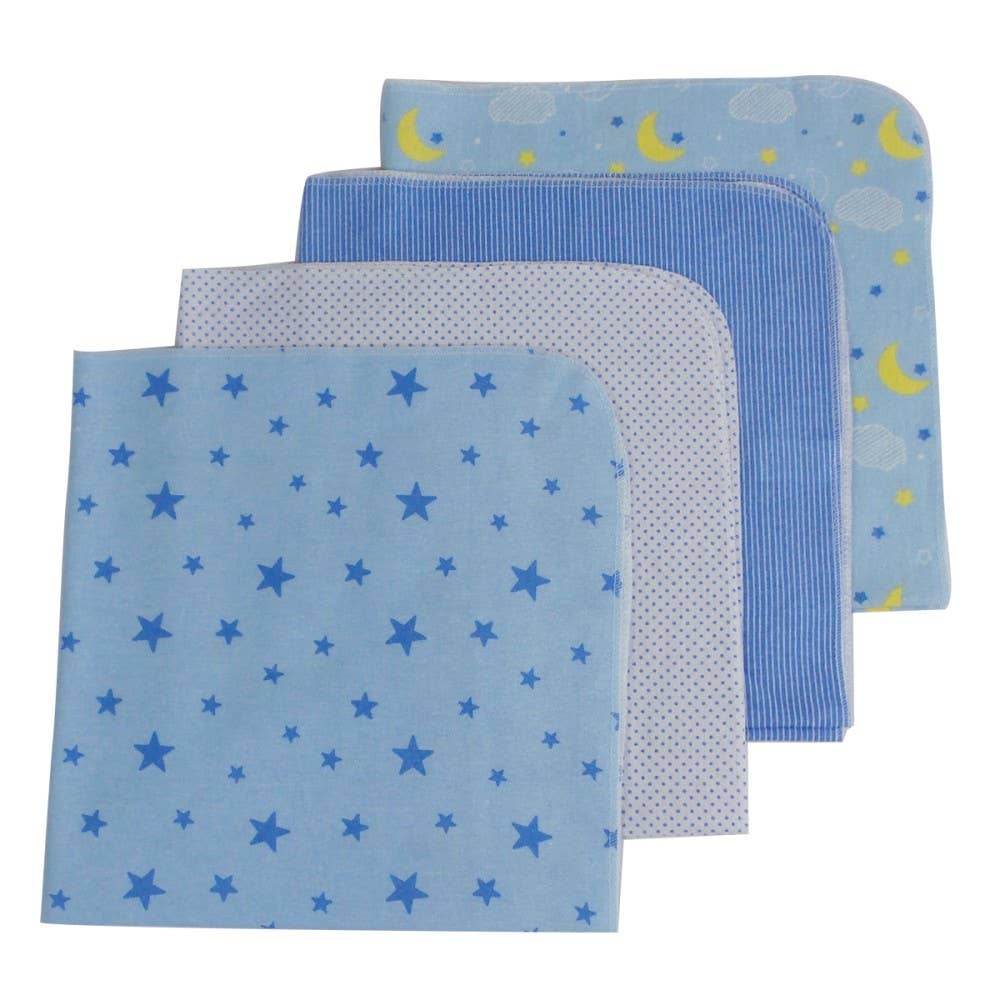 Bambini Four Pack Receiving Blanket: Blue