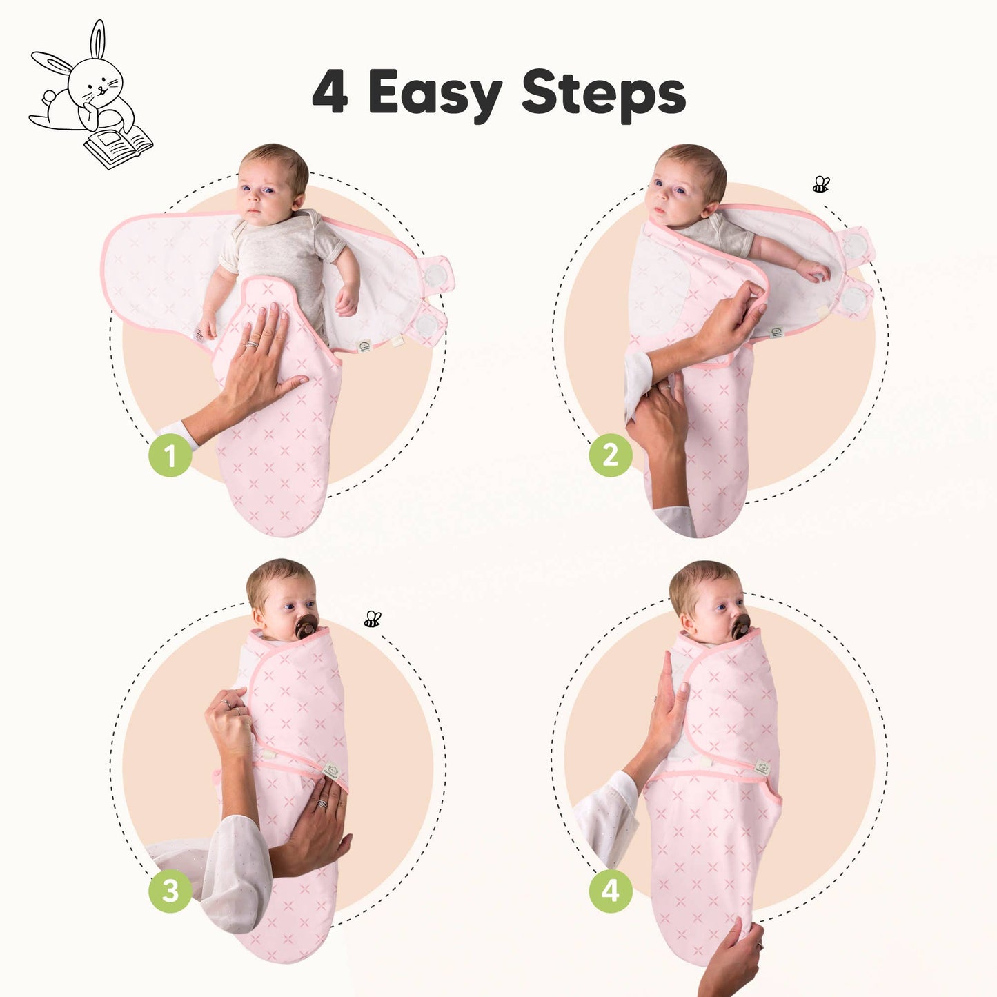 3pk Soothe Baby Swaddles 0-3 Months, Sleep Sack for Newborns: Blossom / OS 0-3M