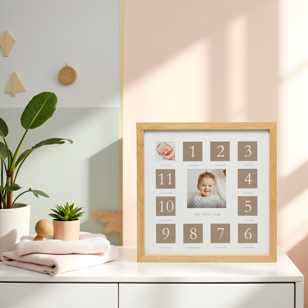Baby's First Year Wall Picture Frame, Natural