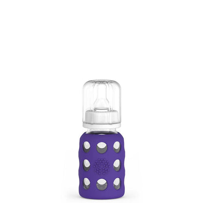 4oz Glass Baby Bottle - Stage 1 Nipple, Stopper, and Cap: Pink