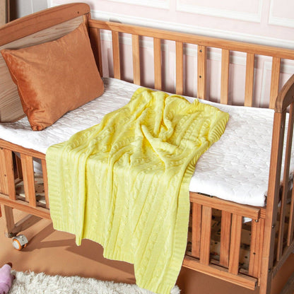 Cotton Cable Knitted Toddler Blanket: White / 30 x 40 inches