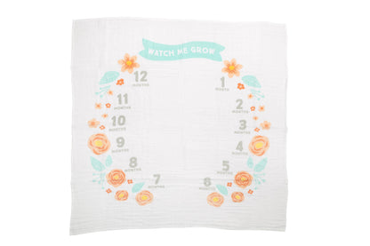 Floral Watch Me Grow Milestone Blanket