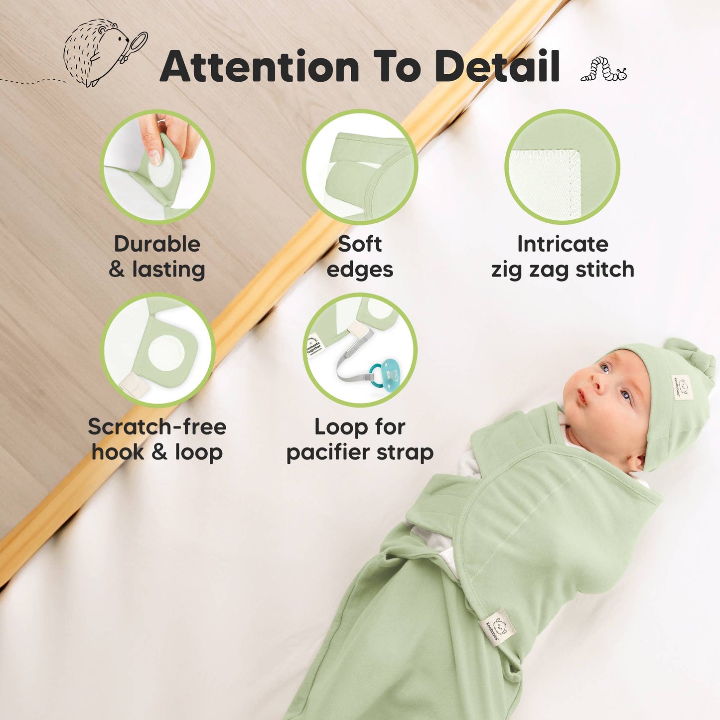3-Pack Soothe Baby Swaddles 0-3 Months with Knot Hat: Fleur