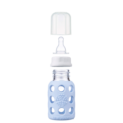 4oz Glass Baby Bottle - Stage 1 Nipple, Stopper, and Cap: Mint