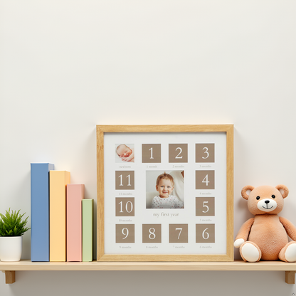 Baby's First Year Wall Picture Frame, Natural