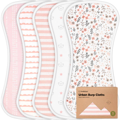 KeaBabies 5-Pack Urban Burp Cloths: Sweet Charm