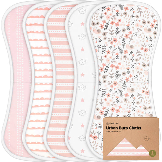 KeaBabies 5-Pack Urban Burp Cloths: Sweet Charm