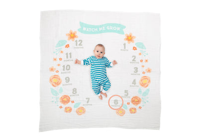 Floral Watch Me Grow Milestone Blanket