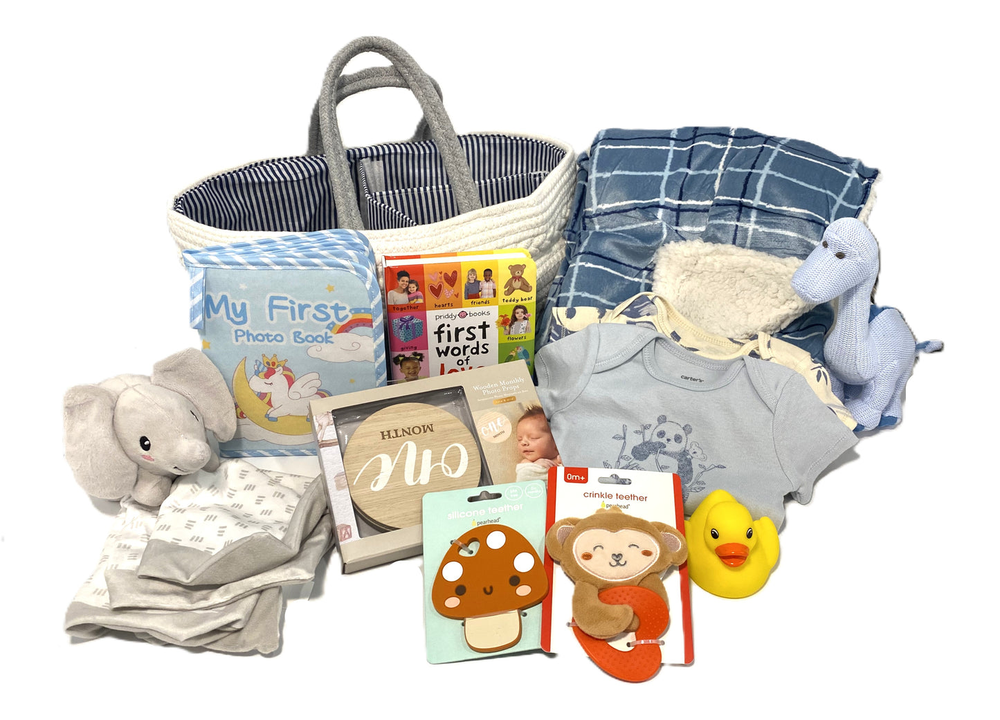 Blue Baby Basket with Diaper Caddy