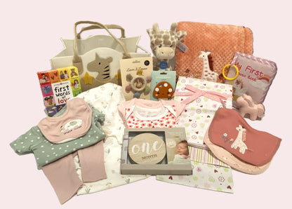 Pink Giraffe Baby Basket