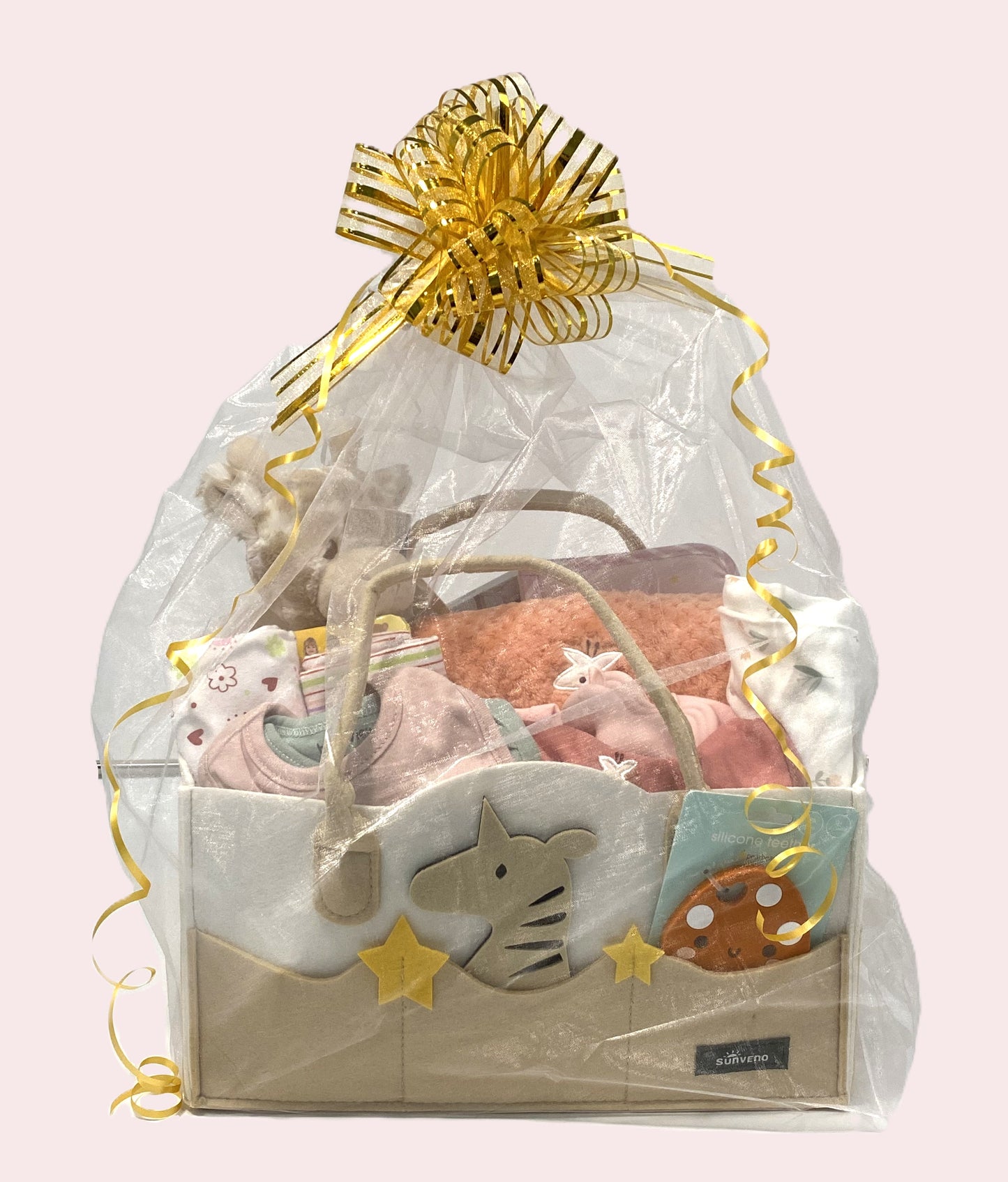 Pink Giraffe Baby Basket