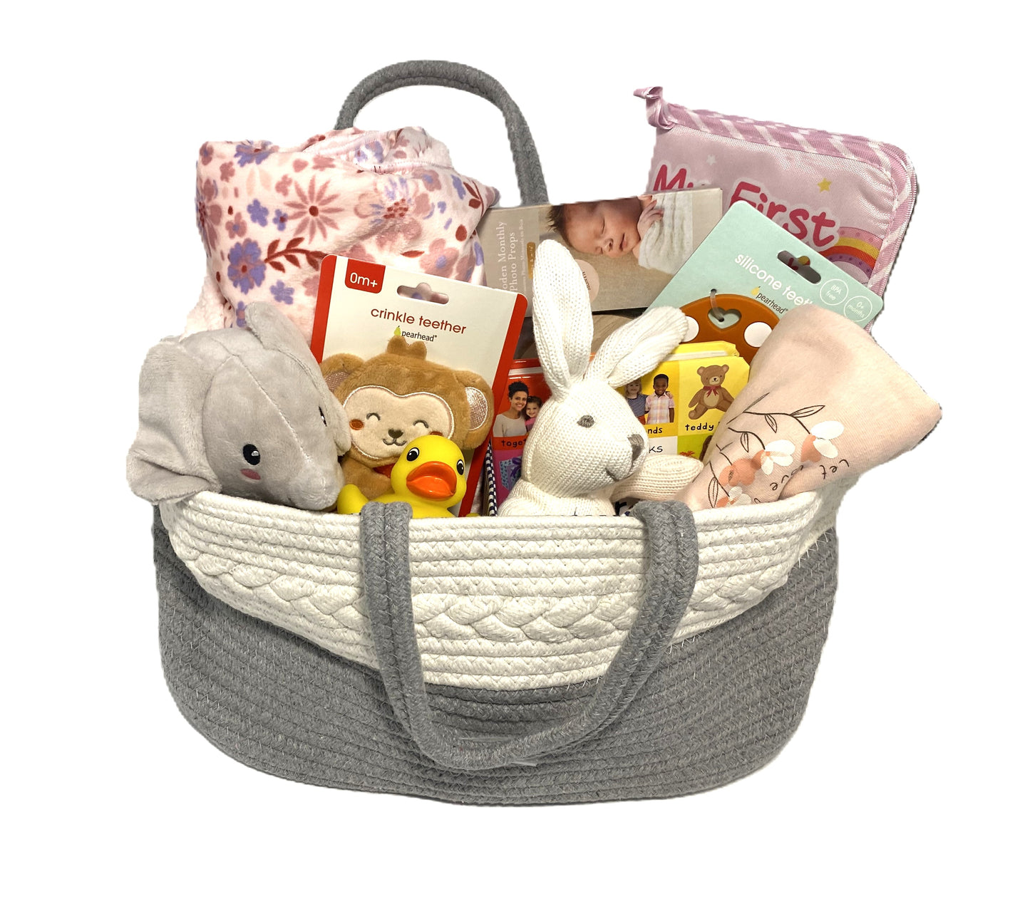 Pink Baby Basket with Diaper Caddy