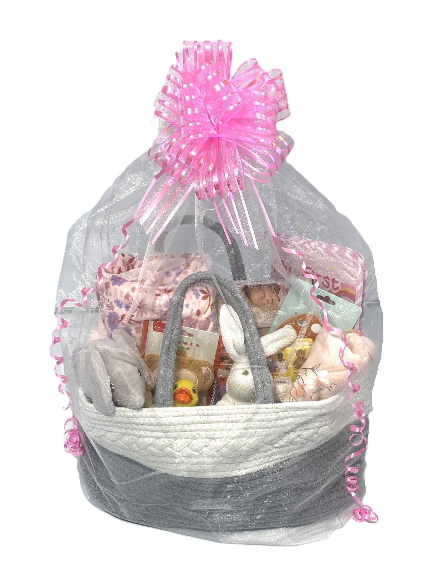 Pink Baby Basket with Diaper Caddy