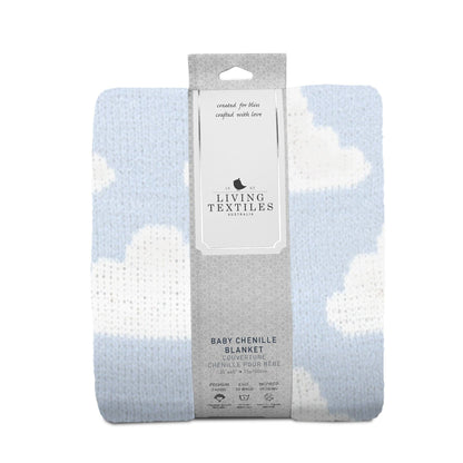Chenille Baby Blanket - Blue Clouds