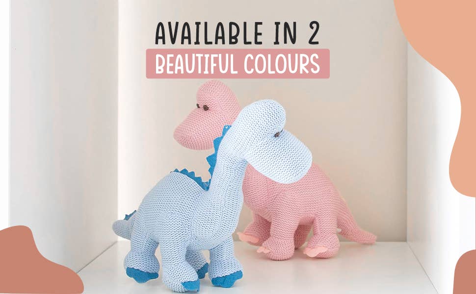 Knitted Organic Cotton Blue Diplodocus Dinosaur Baby Rattle
