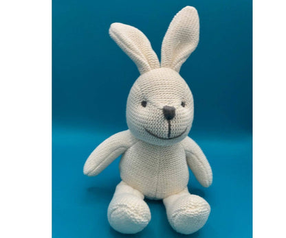 Knitted Organic Cotton White Bunny Baby Rattle