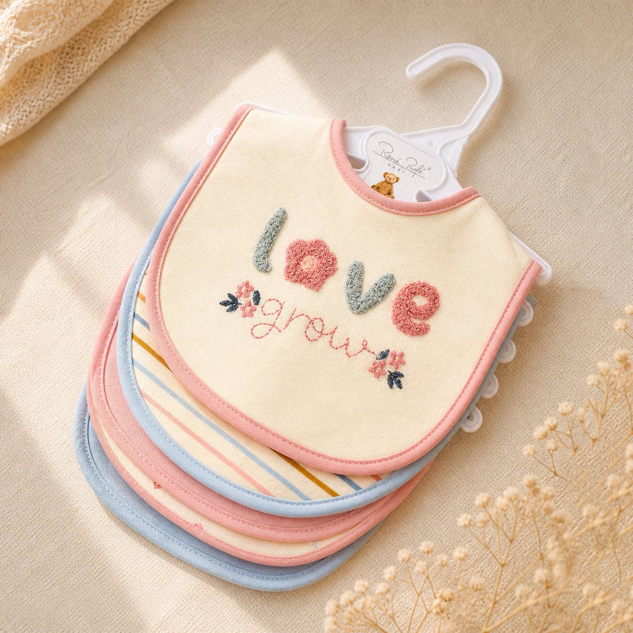 5 Pack Soft Cotton Poly Embroidered Baby Bibs
