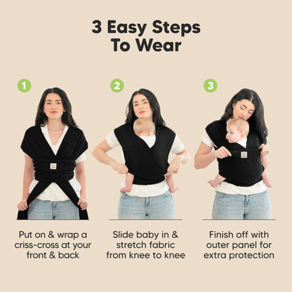 KeaBabies Original Baby Wrap Carrier: Trendy Black