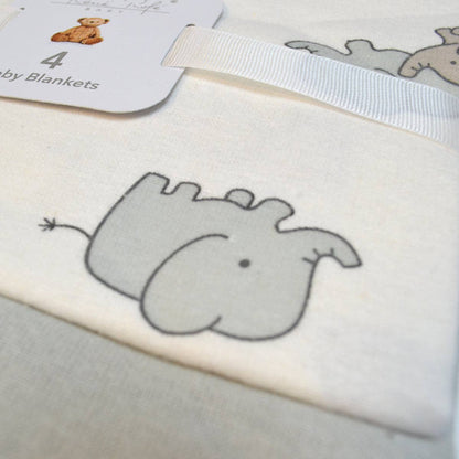 100% Cotton Rene Rofe 4-Pack Flannel Receiving Baby Blankets