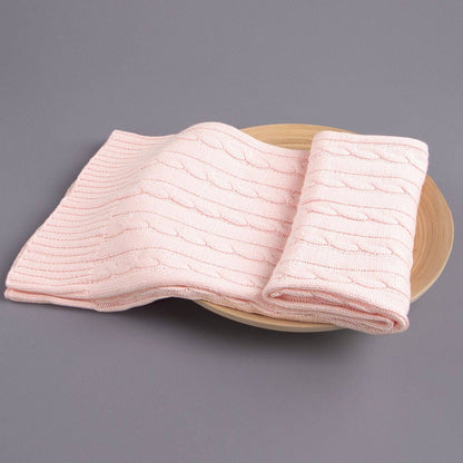 Cotton Cable Knitted Toddler Blanket: Baby Pink / 30 x 40 inches