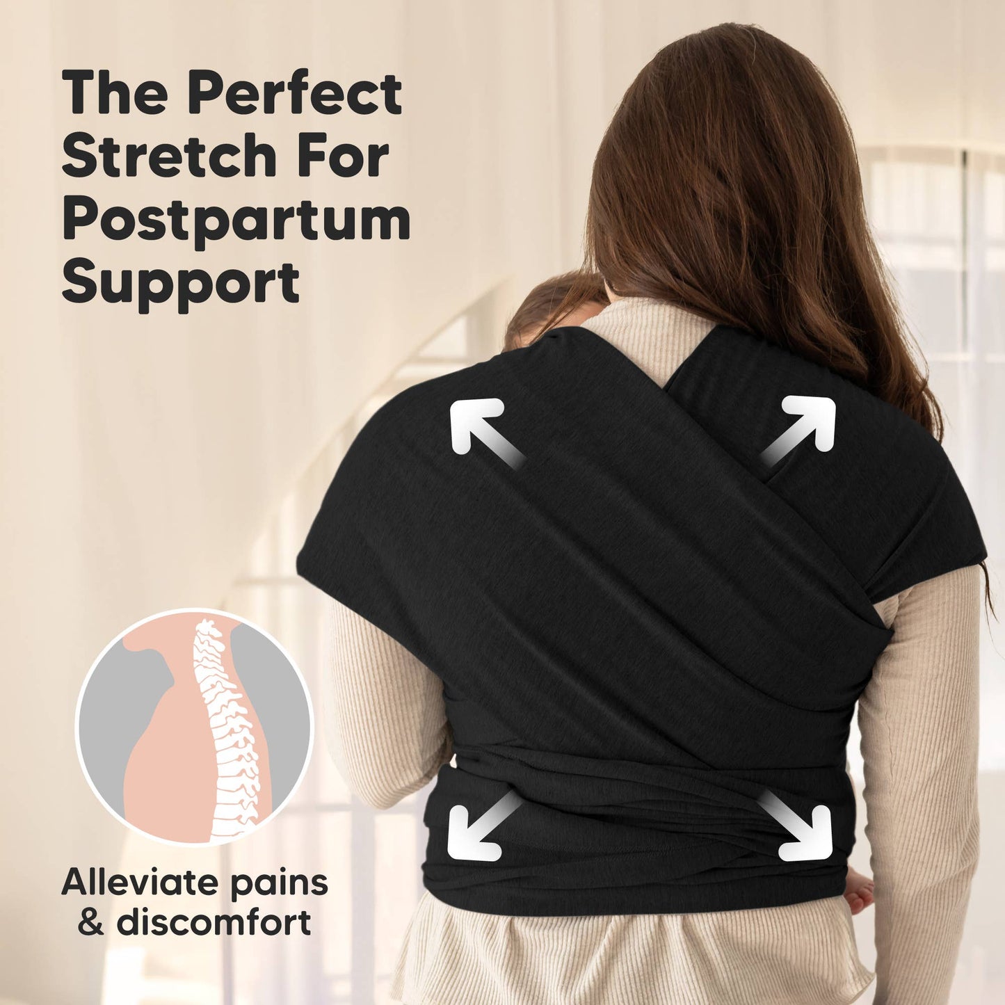 KeaBabies Original Baby Wrap Carrier: Trendy Black