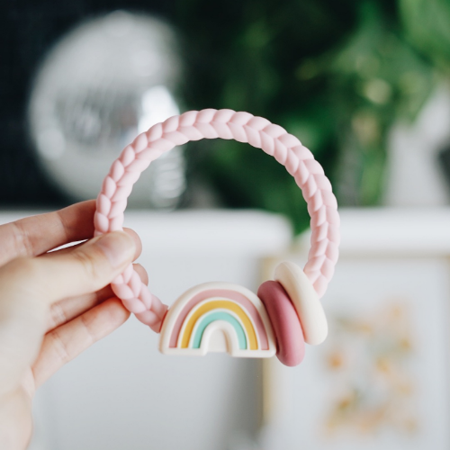 Ritzy Rattle™ Silicone Teether Rattles: Highland Cow