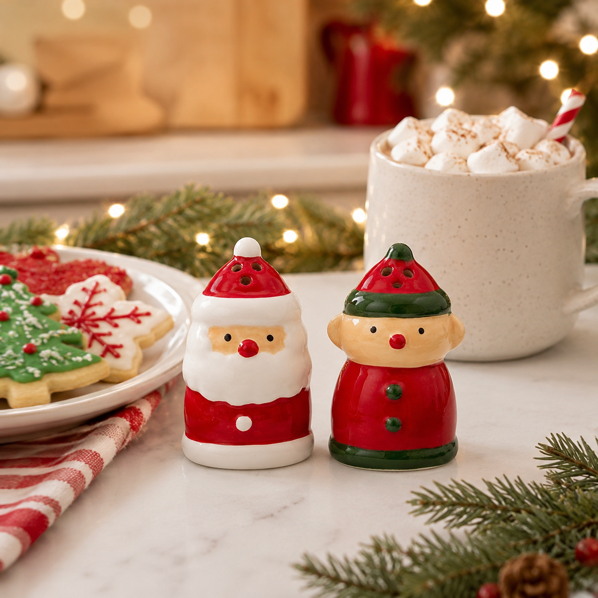 Santa & Elf Salt & Pepper Shaker Christmas Set
