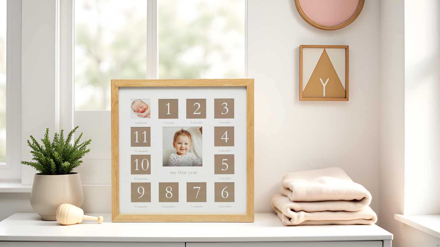 Baby's First Year Wall Picture Frame, Natural